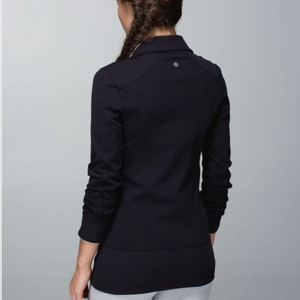 Lululemon Nice Asana Jacket Double Zipper Full Zip Size 2 Black Lion Full Length - Picture 12 of 12